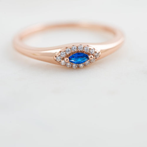 Sapphire Evil Eye Ring Rose Gold