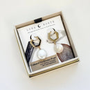 Seaborn Coin Pearl CZ Huggie Earring in Gold Plated Design