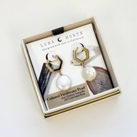 Seaborn Coin Pearl CZ Huggie Earring in Gold Plated Design