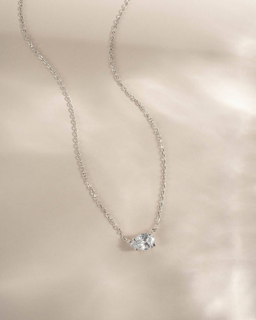 Sideways Pear Necklace: Gold - Red Bird Road