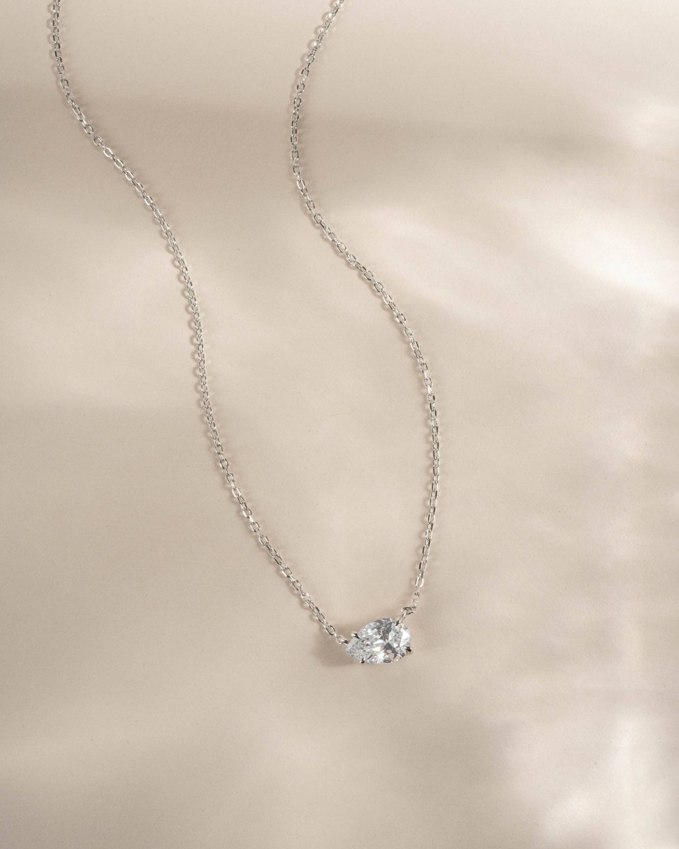 Sideways Pear Necklace: Gold - Red Bird Road