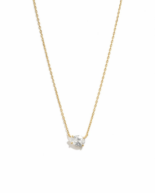 Sideways Pear Necklace: Gold - Red Bird Road