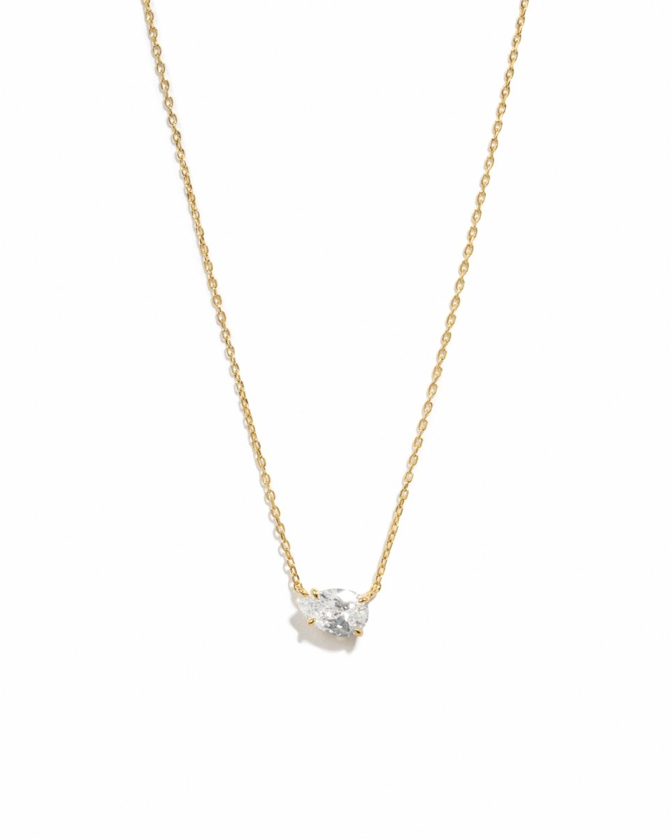 Sideways Pear Necklace: Gold - Red Bird Road