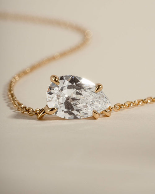 Sideways Pear Necklace: Gold - Red Bird Road