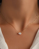Sideways Pear Necklace: Gold - Red Bird Road