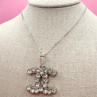 Silver and Crystal CC Necklace