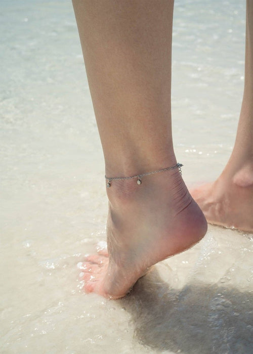Silver and Pearl Charm Anklet by WJW