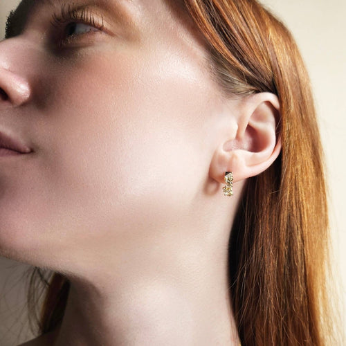 Silver Baguette Huggie Earrings