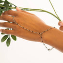 Silver Black Beaded Hand Chain by WJW