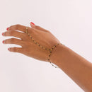 Silver Black Beaded Hand Chain by WJW