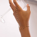 Silver Black Beaded Hand Chain by WJW