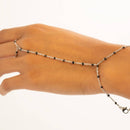 Silver Black Beaded Hand Chain by WJW