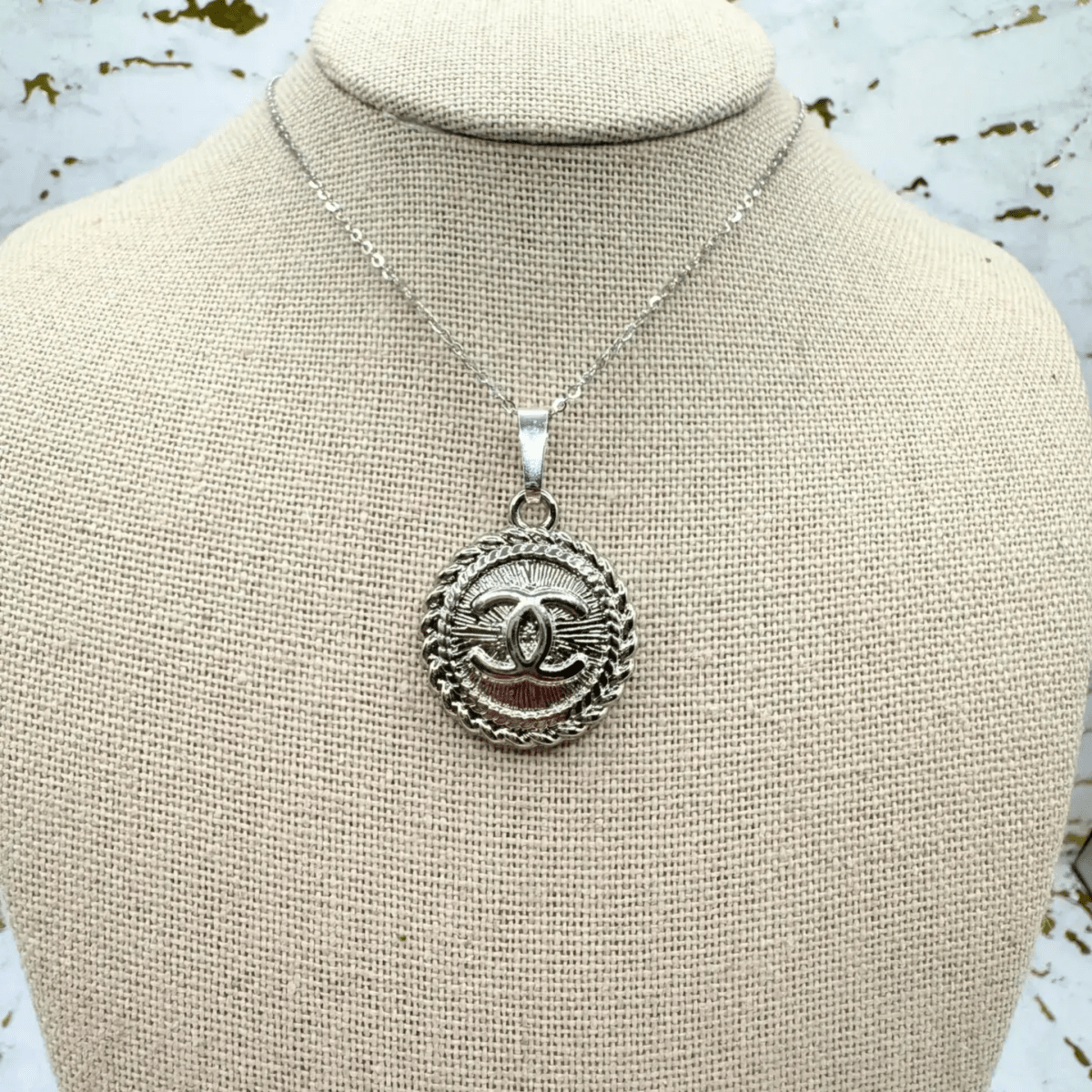 Silver CC Emblem 925 Sterling Silver Necklace