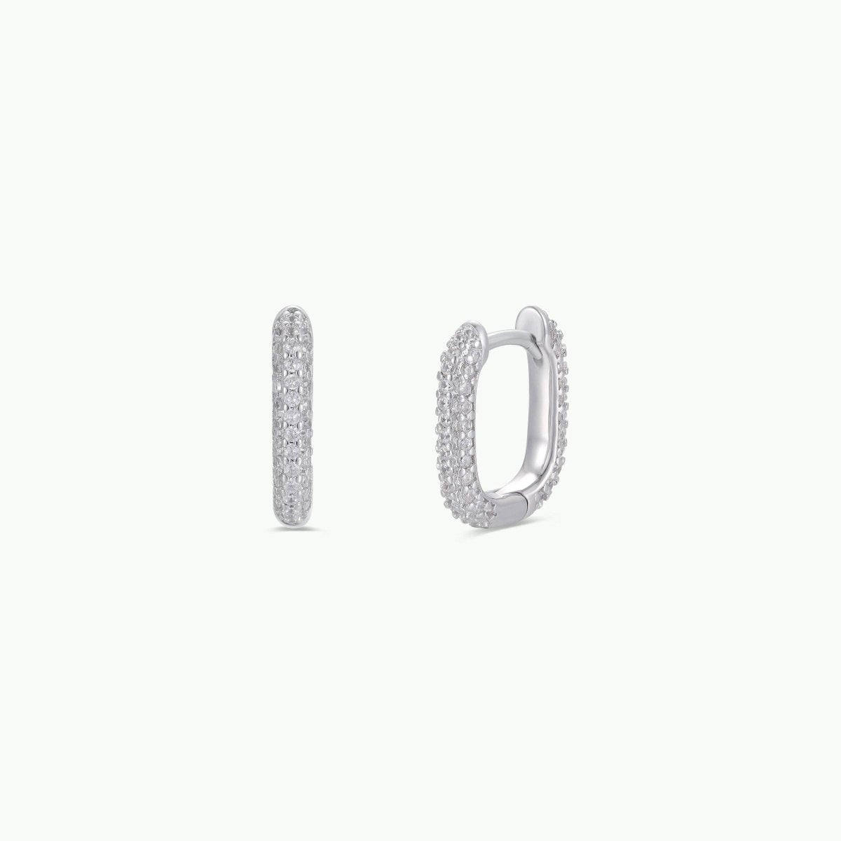 Silver Hoop - Pave - White CZ - Earrings