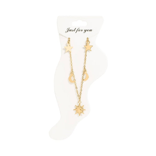 Silver Moon & Star Charm Anklet by WJW