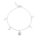 Silver Moon & Star Charm Anklet by WJW