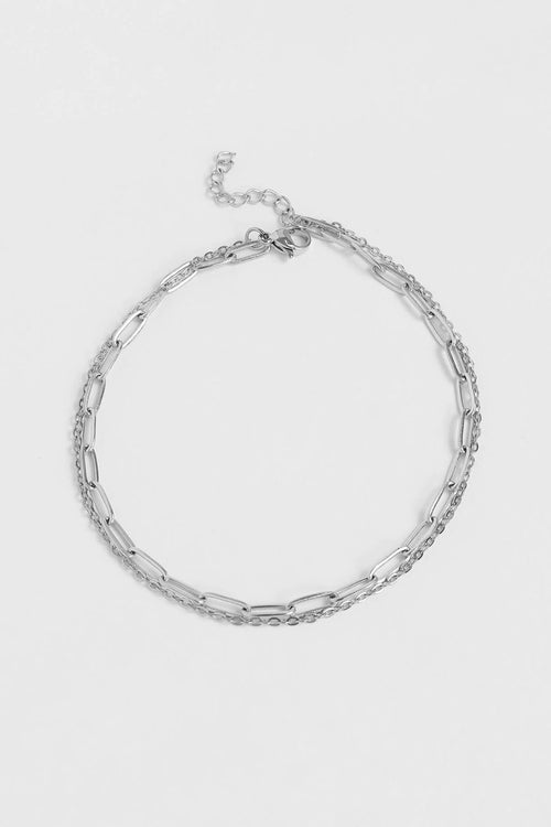 Silver Paperclip Chain Anklet by WJW