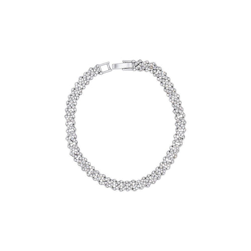 Silver Plated 8mm Crystal Curb Chain Bracelet by Adornia