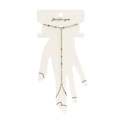 Silver Rainbow Beaded Hand Chain by WJW