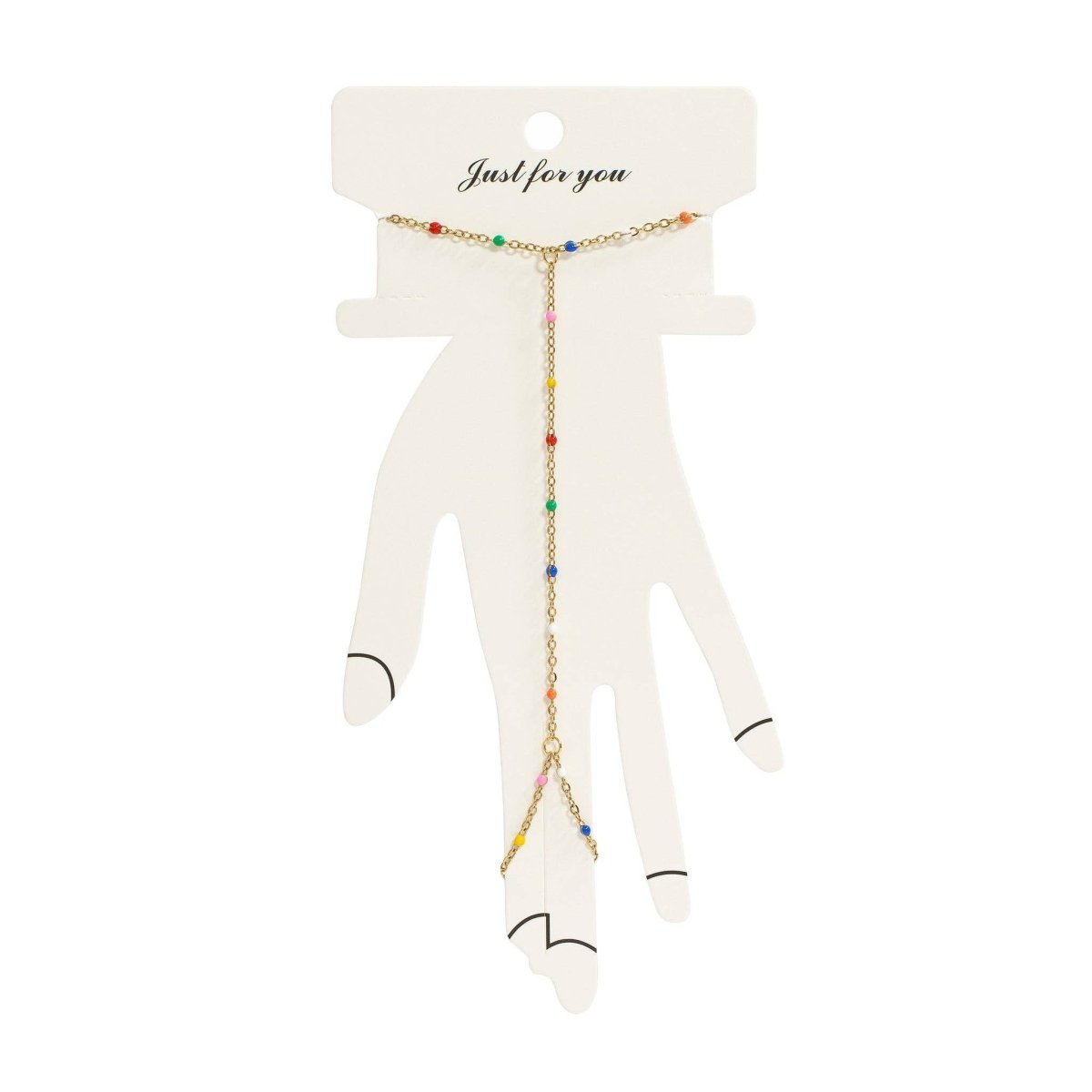 Silver Rainbow Beaded Hand Chain by WJW