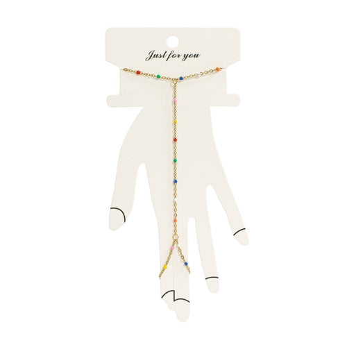 Silver Rainbow Beaded Hand Chain by WJW