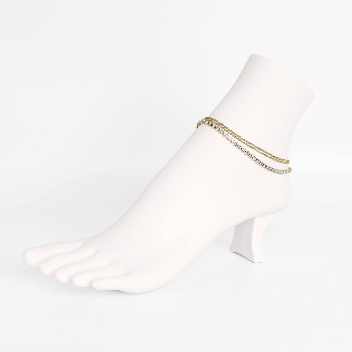 Silver Rhinestone Layered Anklet by WJW