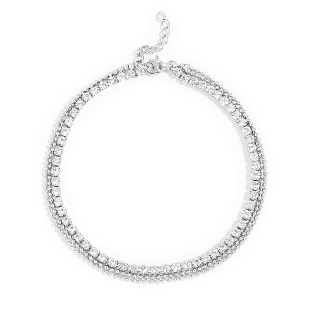 Silver Rhinestone Layered Anklet by WJW