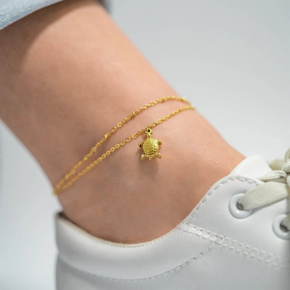 Silver Sea Turtle Anklet by WJW