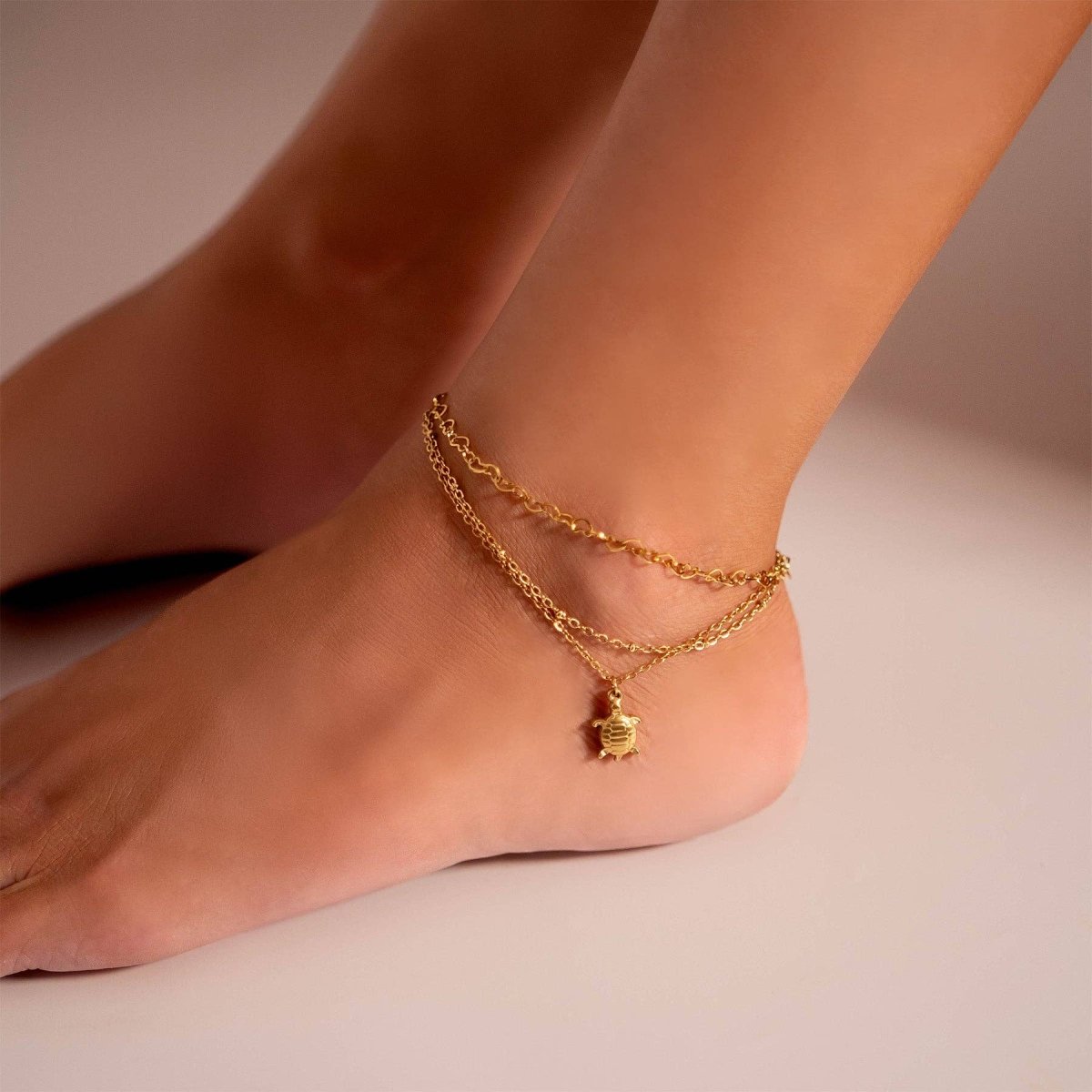 Silver Sea Turtle Anklet by WJW