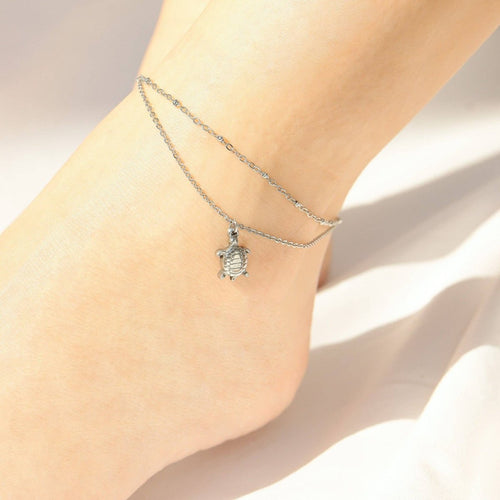 Silver Sea Turtle Anklet by WJW