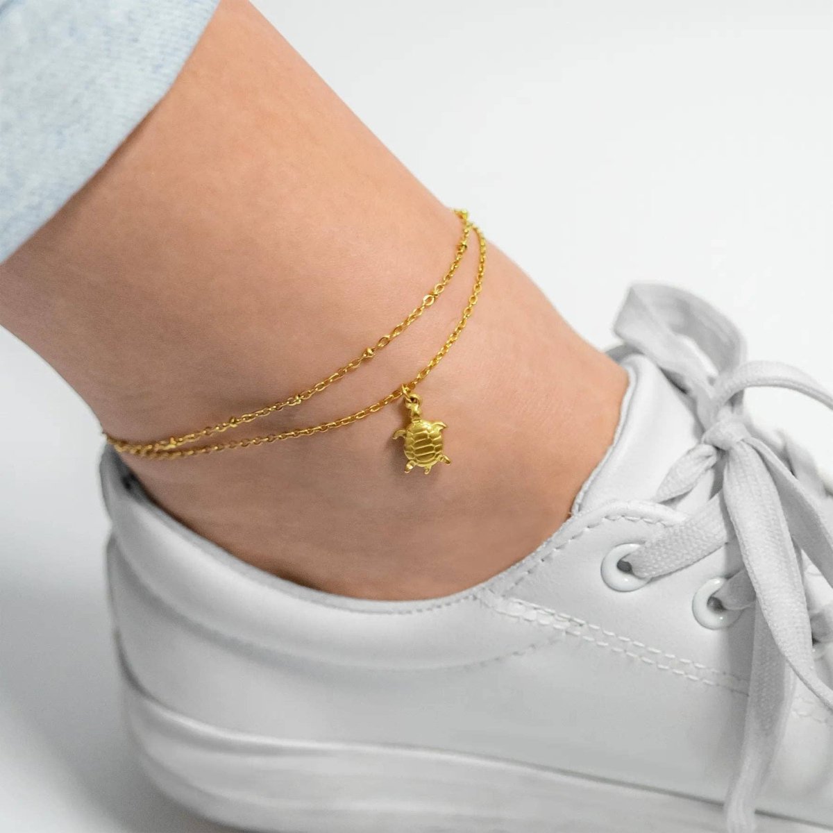Silver Sea Turtle Anklet by WJW