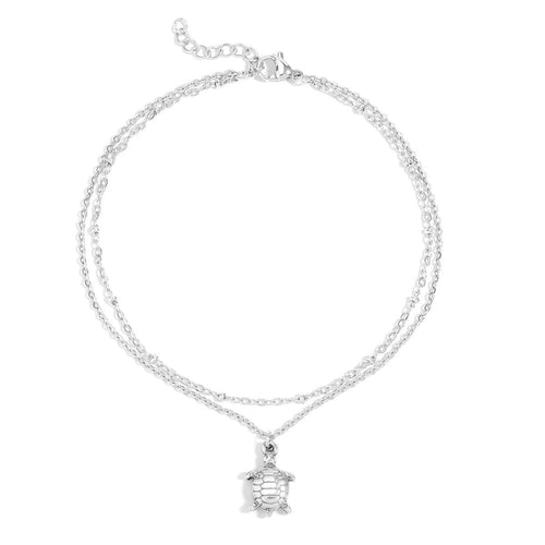 Silver Sea Turtle Anklet by WJW