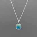 Silver Square Turquoise Necklace - Red Bird Road