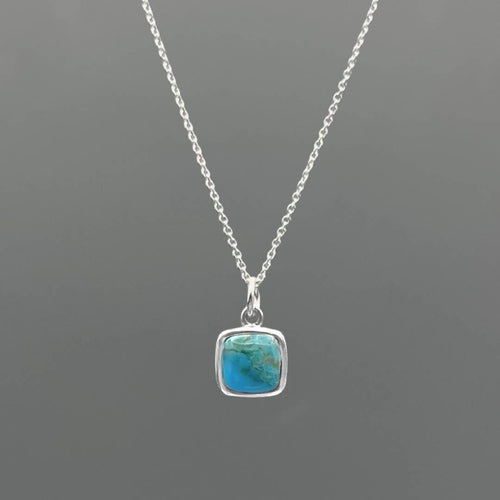 Silver Square Turquoise Necklace - Red Bird Road