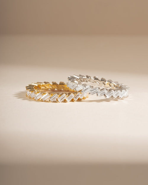 Slanted White CZ Baguette Ring