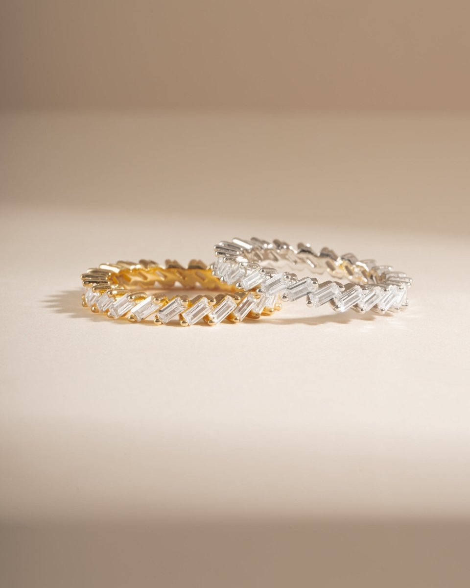 Slanted White CZ Baguette Ring