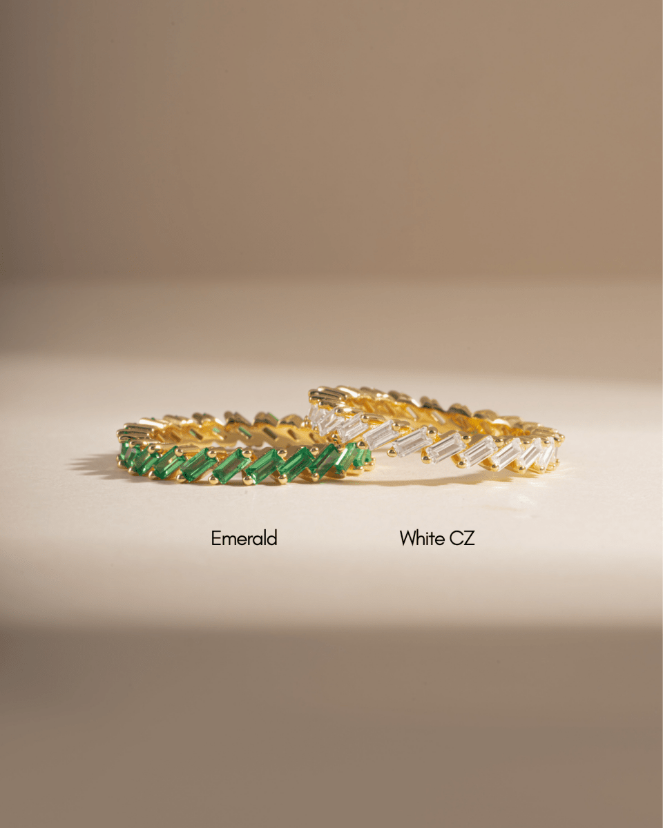Slanted White CZ Baguette Ring - Red Bird Road
