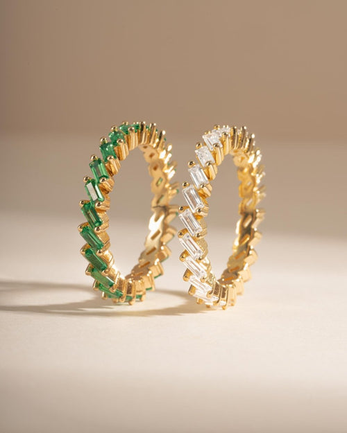 Slanted White CZ Baguette Ring