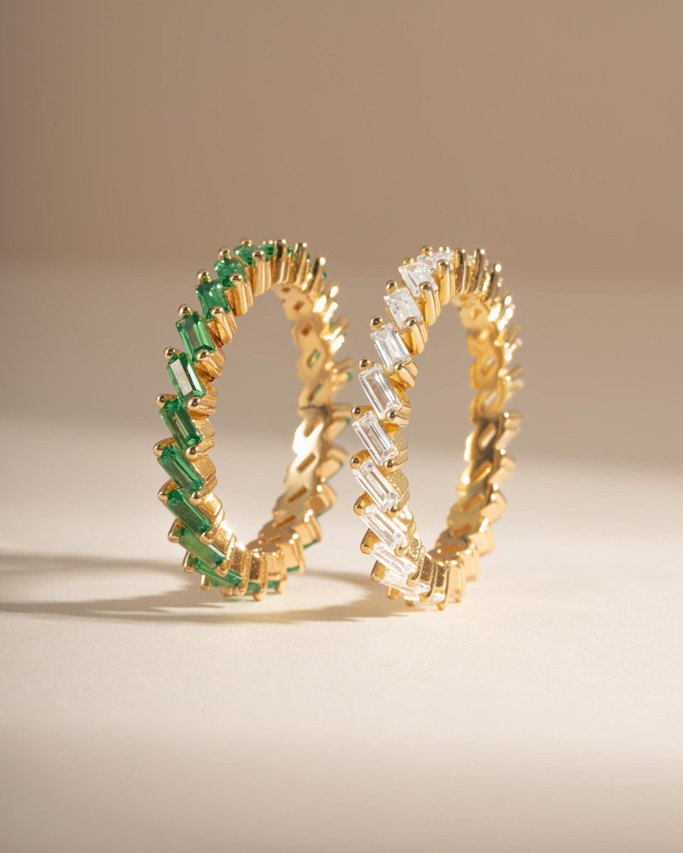 Slanted White CZ Baguette Ring