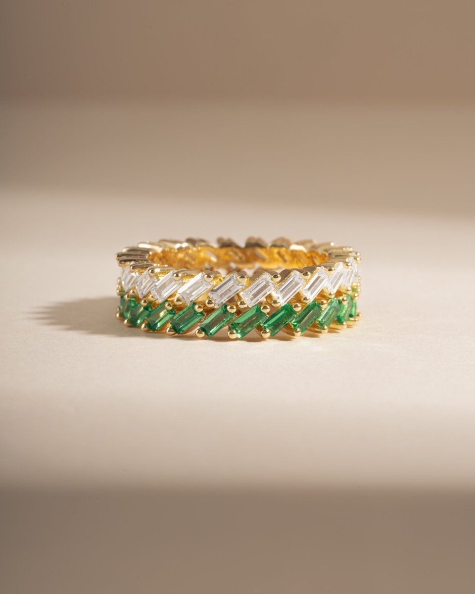 Slanted White CZ Baguette Ring