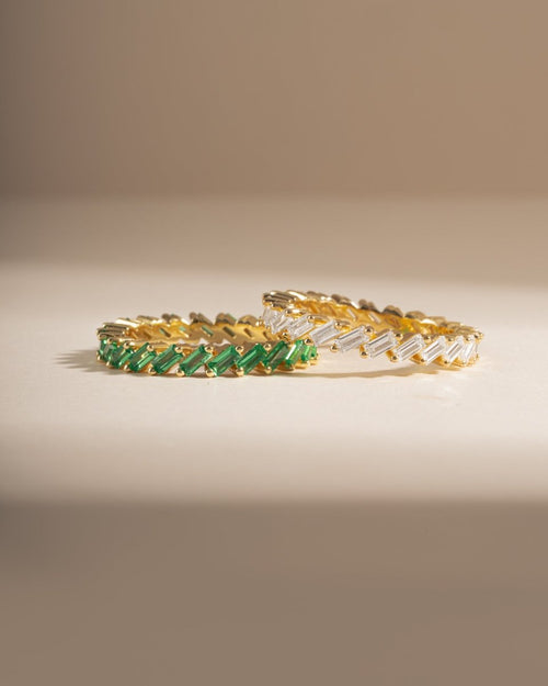 Slanted White CZ Baguette Ring