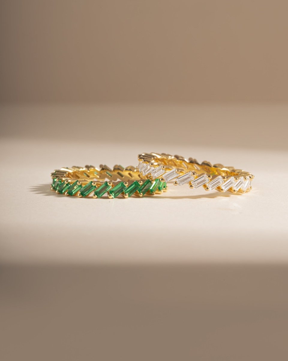 Slanted White CZ Baguette Ring