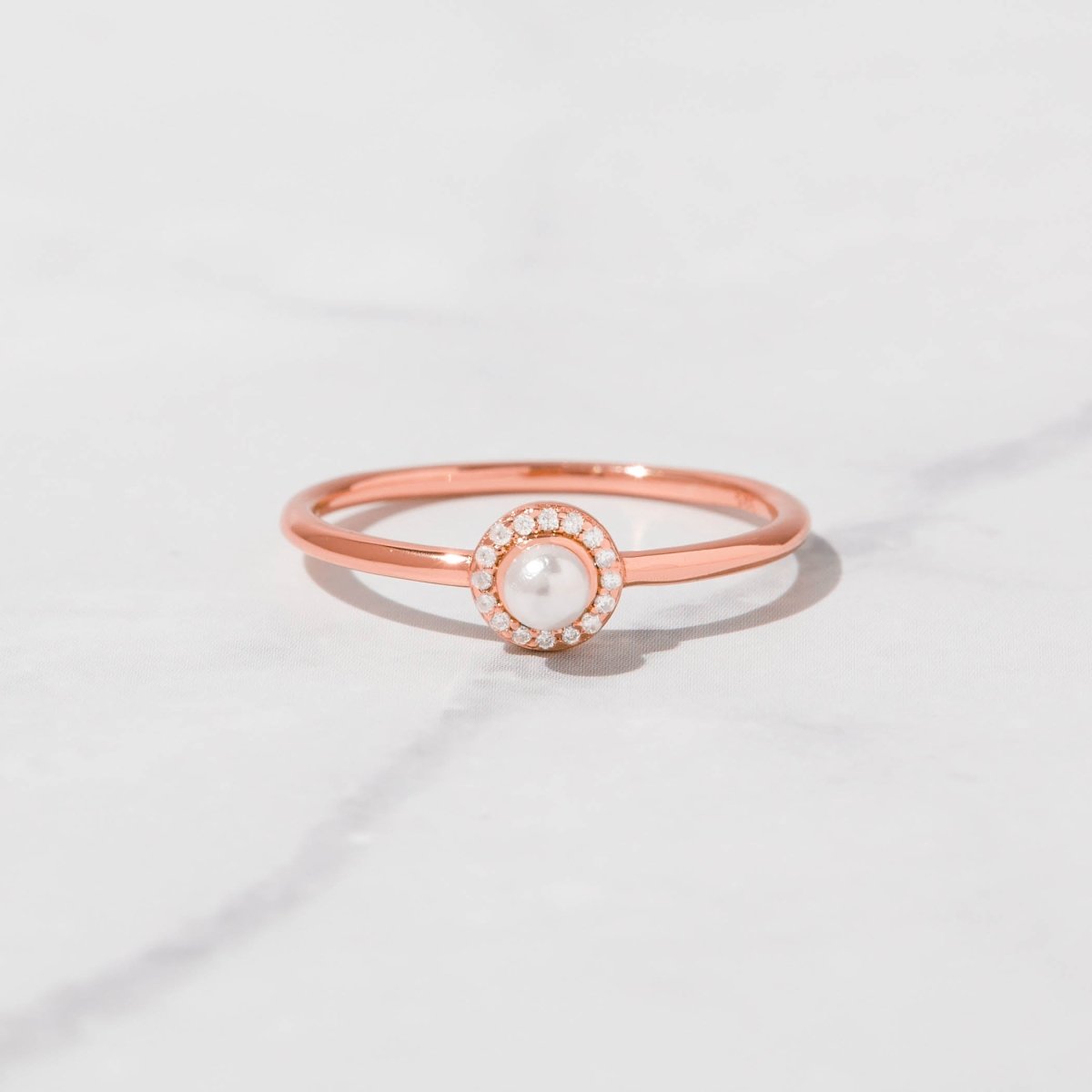 Solitaire Pearl Ring Rose Gold Rings by Sami Jewels