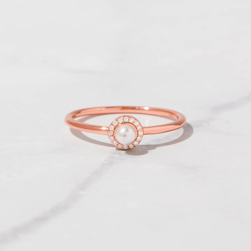 Solitaire Pearl Ring Rose Gold Rings by Sami Jewels