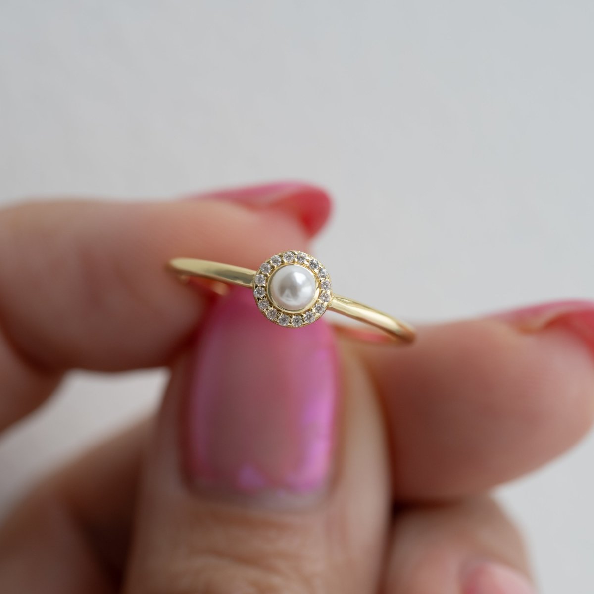 Solitaire Pearl Ring Rings by Sami Jewels