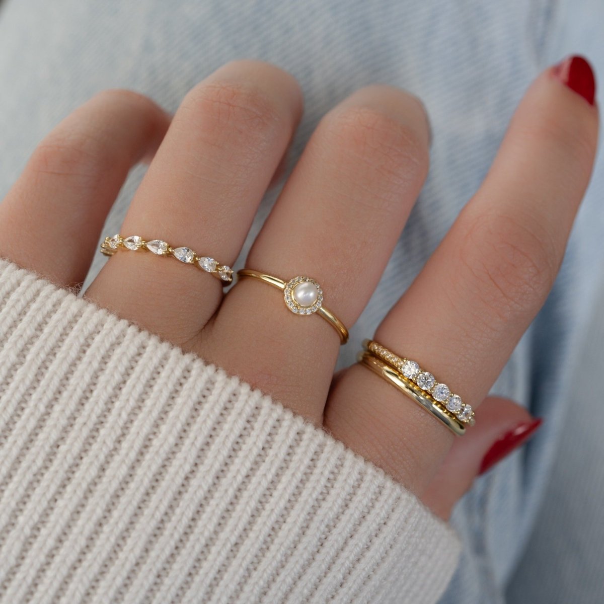 Solitaire Pearl Ring Rings by Sami Jewels