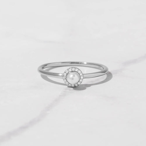 Solitaire Pearl Ring Rings by Sami Jewels