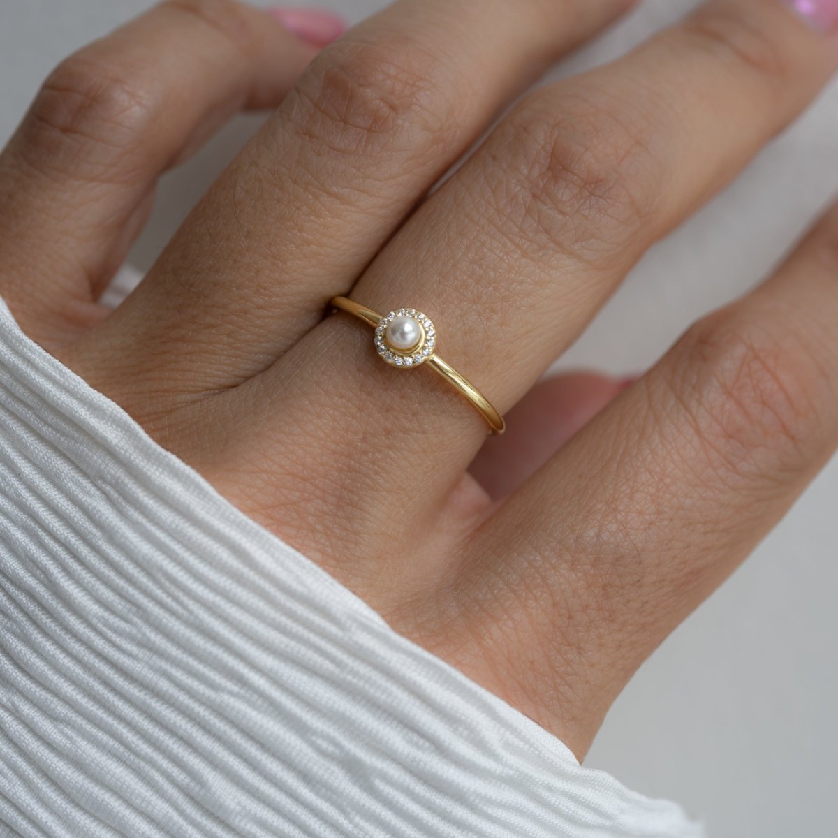 Solitaire Pearl Ring Rings by Sami Jewels