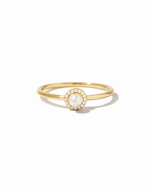 Solitaire Pearl Ring Gold Rings by Sami Jewels