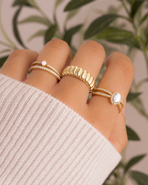 Split Shank Opal Ring Rings by Sami Jewels